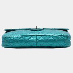 Pre Owned Chanel Blue Quilted Metallic Calfskin Reissue 2.55 Flap 226
