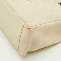 Pre Owned Chanel GST Cream Quilted Leather Shopper Tote