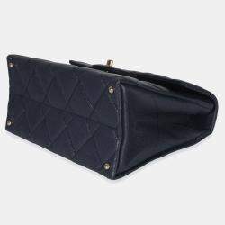 مملوكة مسبقًا حقيبة شاينل بيد علوية كافيار مبطن تويست ريترو أزرق كحلي