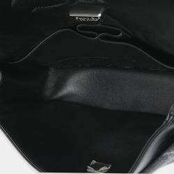 Pre Owned حقيبة شانيل سوداء من الجينز بالترتر شعار CC كلاسيكية متوسطة بغطاء مزدوج