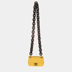 مملوكة مسبق ًا Chanel Mini Yellow Quilted Lambskin Wenge Wood Flap Bag