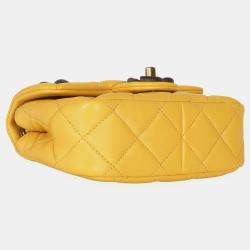مملوكة مسبقًا Chanel Mini Yellow Quilted Lambskin Wenge Wood Flap Bag