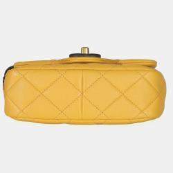 مملوكة مسبقًا Chanel Mini Yellow Quilted Lambskin Wenge Wood Flap Bag