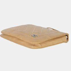 مملوكة مسبقًا Chanel Vintage Beige Quilted Lambskin Square CC Flap Bag