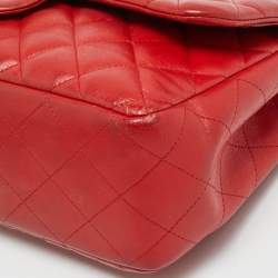 Pre Owned Chanel Classic Double Flap Jumbo Red Quilted Leather Bag