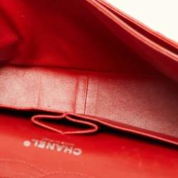 Pre Owned Chanel Classic Double Flap Jumbo Red Quilted Leather Bag