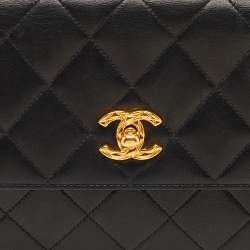 Pre Owned Chanel Vintage CC Black Leather Single Flap Bag