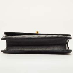 Pre Owned Chanel Vintage CC Black Leather Single Flap Bag