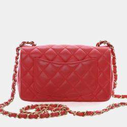 Pre Owned حقيبة شانيل صغيرة كلاسيكية مستطيلة جلد حمل 