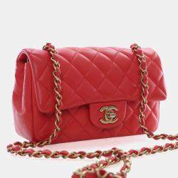 Pre Owned حقيبة شانيل صغيرة كلاسيكية مستطيلة جلد حمل 