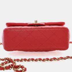 Pre Owned حقيبة شانيل صغيرة كلاسيكية مستطيلة جلد حمل 