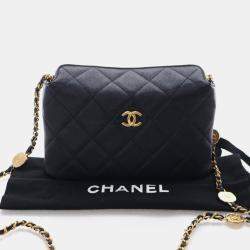 Pre Owned حقيبة كلتش شانيل ميداليون مينا كافيار صغيرة بسلسلة