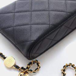 Pre Owned حقيبة كلتش شانيل ميداليون مينا كافيار صغيرة بسلسلة