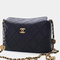 Pre Owned حقيبة كلتش شانيل ميداليون مينا كافيار صغيرة بسلسلة