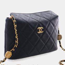 Pre Owned حقيبة كلتش شانيل ميداليون مينا كافيار صغيرة بسلسلة