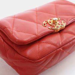 Pre Owned Chanel 19 Quilted Mini Lambskin Leather Waist Bag