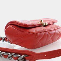 Pre Owned Chanel 19 Quilted Mini Lambskin Leather Waist Bag