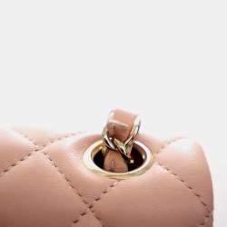 Pre Owned Chanel Mini Pink Lambskin Rectangular Classic Flap Bag