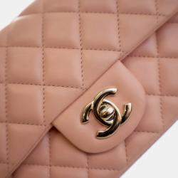 Pre Owned Chanel Mini Pink Lambskin Rectangular Classic Flap Bag