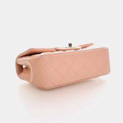 Pre Owned Chanel Mini Pink Lambskin Rectangular Classic Flap Bag