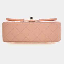 Pre Owned Chanel Mini Pink Lambskin Rectangular Classic Flap Bag