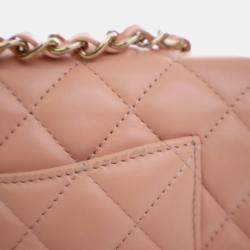 Pre Owned Chanel Mini Pink Lambskin Rectangular Classic Flap Bag