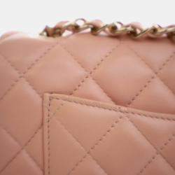 Pre Owned Chanel Mini Pink Lambskin Rectangular Classic Flap Bag