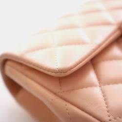Pre Owned Chanel Mini Pink Lambskin Rectangular Classic Flap Bag