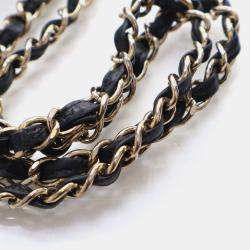 Pre Owned Chanel Medium Black Calfskin Chevron Statement Flap Bag