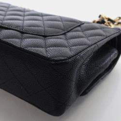 مملوكة مسبقًا حقيبة شاني كافيار سوداء كلاسيك متوسطة مزودجة غطاء 