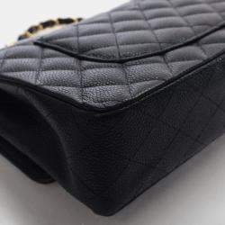مملوكة مسبقًا حقيبة شاني كافيار سوداء كلاسيك متوسطة مزودجة غطاء 
