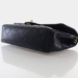 مملوكة مسبقًا حقيبة شاني كافيار سوداء كلاسيك متوسطة مزودجة غطاء 