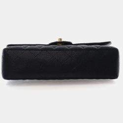 مملوكة مسبقًا حقيبة شاني كافيار سوداء كلاسيك متوسطة مزودجة غطاء 