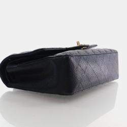 مملوكة مسبقًا حقيبة شاني كافيار سوداء كلاسيك متوسطة مزودجة غطاء 