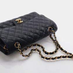 مم لوكة مسبقًا حقيبة شاني كافيار سوداء كلاسيك متوسطة مزودجة غطاء 