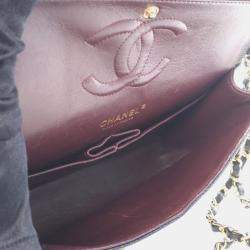 مملوكة مسبقًا حقيبة شاني كافيار سوداء كلاسيك متوسطة مزودجة غطاء 