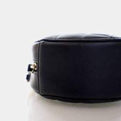 Pre Owned Chanel Round Pearl Chain Mini Lambskin Leather Clutch Bag