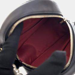 Pre Owned Chanel Round Pearl Chain Mini Lambskin Leather Clutch Bag