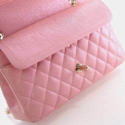 مملوكة مسبقًا حقيبة شانيل كلاسيكية كافيار مع طية مزدوجة متوسطة الحجم