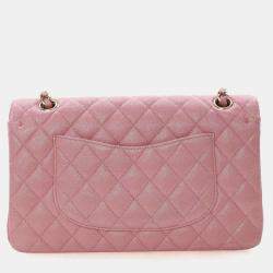 مملوكة مسبقًا حقيبة شانيل كلاسيكية كافيار مع طية مزدوجة متوسطة الحجم