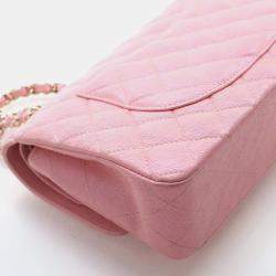 مملوكة مسبقًا حقيبة شانيل كلاسيكية كافيار مع طية مزدوجة متوسطة الحجم