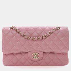 مملوكة مسبقًا حقيبة شانيل كلاسيكية كافيار مع طية مزدوجة متوسطة الحجم