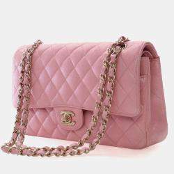 مملوكة مسبقًا حقيبة شانيل كلاسيكية كافيار مع طية مزدوجة متوسطة الحجم