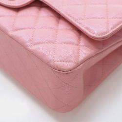 مملوكة مسبقًا حقيبة شانيل كلاسيكية كافيار مع طية مزدوجة متوسطة الحجم