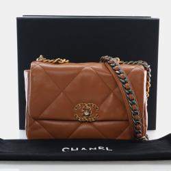 Pre Owned Chanel 19 Flap Medium Lambskin Leather Shoulder Bag