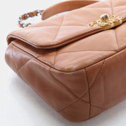 Pre Owned Chanel 19 Flap Medium Lambskin Leather Shoulder Bag