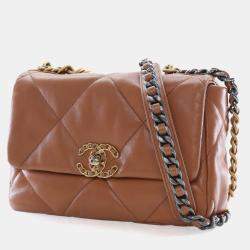 Pre Owned Chanel 19 Flap Medium Lambskin Leather Shoulder Bag