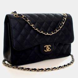 مملوكة مسبقًا حقيبة شانيل كبير كافيار كلاسيك رفرف مزدوج