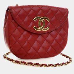 Pre Owned حقيبة شانيل جلد الحمل جامبو CC بغطاء علوي قديم