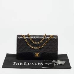 Pre Owned Chanel Classic Double Flap Medium Black Quilted Leather Bag